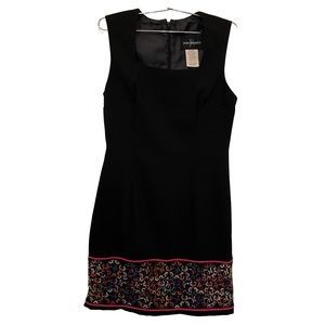 John Roberts Black Embroidered Dress, size 6!